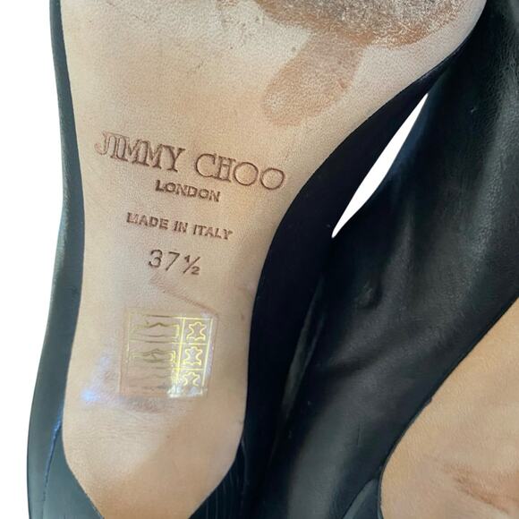 Jimmy Choo Black Leather Cut Out High Heel Sandals size 37 1/2 size 7.5 - Picture 12 of 12